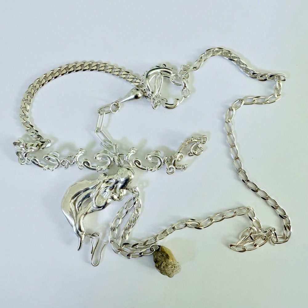 Hannah Jewett “Enya” belly chain necklace raw opal sterling silver